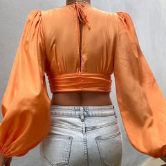 Rhene Woven Crop Top - Light Amber Oshnow