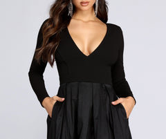 Rhonda High Slit Taffeta Dress Oshnow