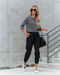 Rhonda Pocketed Lightweight Joggers - Black Oshnow