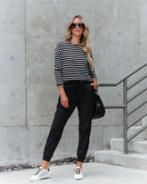 Rhonda Pocketed Lightweight Joggers - Black Oshnow