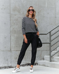 Rhonda Pocketed Lightweight Joggers - Black Oshnow