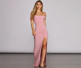 Ria Formal High Slit Ruched Dress Oshnow