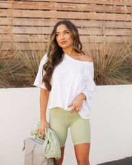 Riah Cotton Distressed Pocket Tee - White Oshnow