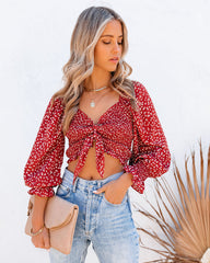 Ridley Smocked Tie Front Crop Top Oshnow