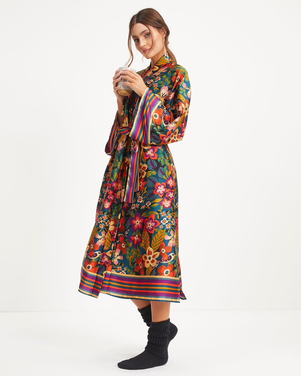 Rio Satin Printed Kimono Robe Oshnow