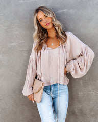 River Bend Peasant Blouse - Oatmeal Oshnow