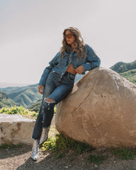 Robertson High Rise Distressed Stretch Straight Jeans Oshnow