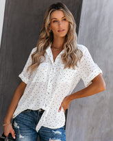 Rocco Button Down Polka Dot Blouse Oshnow
