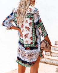 Rochester Printed Satin Button Down Tunic Oshnow