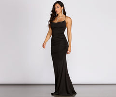 Rona Cowl Neck Lace Up Back Dress Oshnow