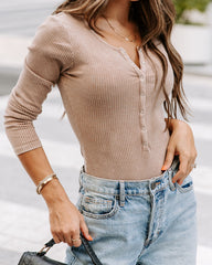 Rookie Washed Cotton Henley Bodysuit - Mauve Oshnow