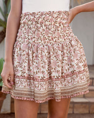 Rosalee Floral Smocked Mini Skirt Oshnow
