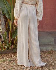 Rosales Striped High Rise Slit Pants Oshnow