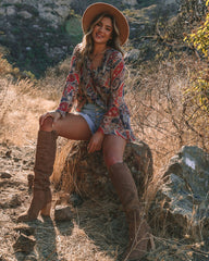 Rosalina Paisley Print Bell Sleeve Blouse Oshnow