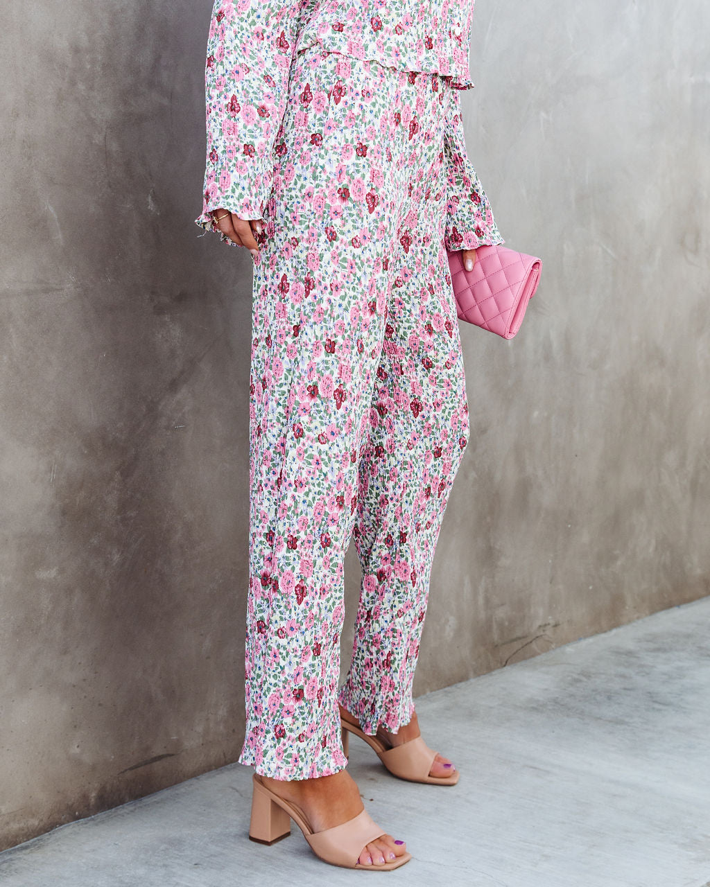 Rosaline Floral Plisse Wide Leg Pants Oshnow