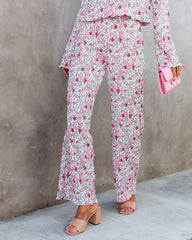 Rosaline Floral Plisse Wide Leg Pants Oshnow