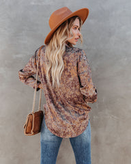 Roscoe Printed Satin Button Down Blouse Oshnow