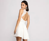 Rose Formal Taffeta and Lace Party Dress Oshnow