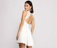 Rose Formal Taffeta and Lace Party Dress Oshnow