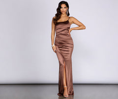 Roseanne One Shoulder Satin Dress Oshnow