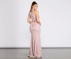 Rosella Lace Scallop Rhinestone Ribbon Belt Mermaid Dress Oshnow