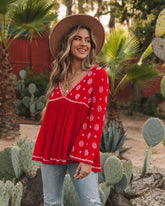 Roses And More Embroidered Tunic - Red Oshnow