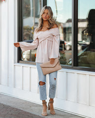 Rosie Smocked Off The Shoulder Top - Sandshell Oshnow