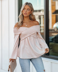 Rosie Smocked Off The Shoulder Top - Sandshell Oshnow