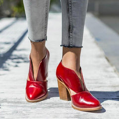 Round Toe Chunky Heel Casual Ankle Boots Oshnow