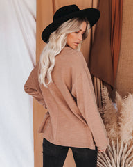 Rowena Cotton Relaxed Henley Top - Light Mocha Oshnow