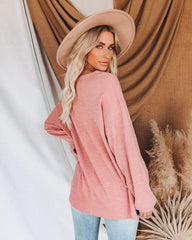 Rowena Cotton Relaxed Henley Top - Mauve Oshnow