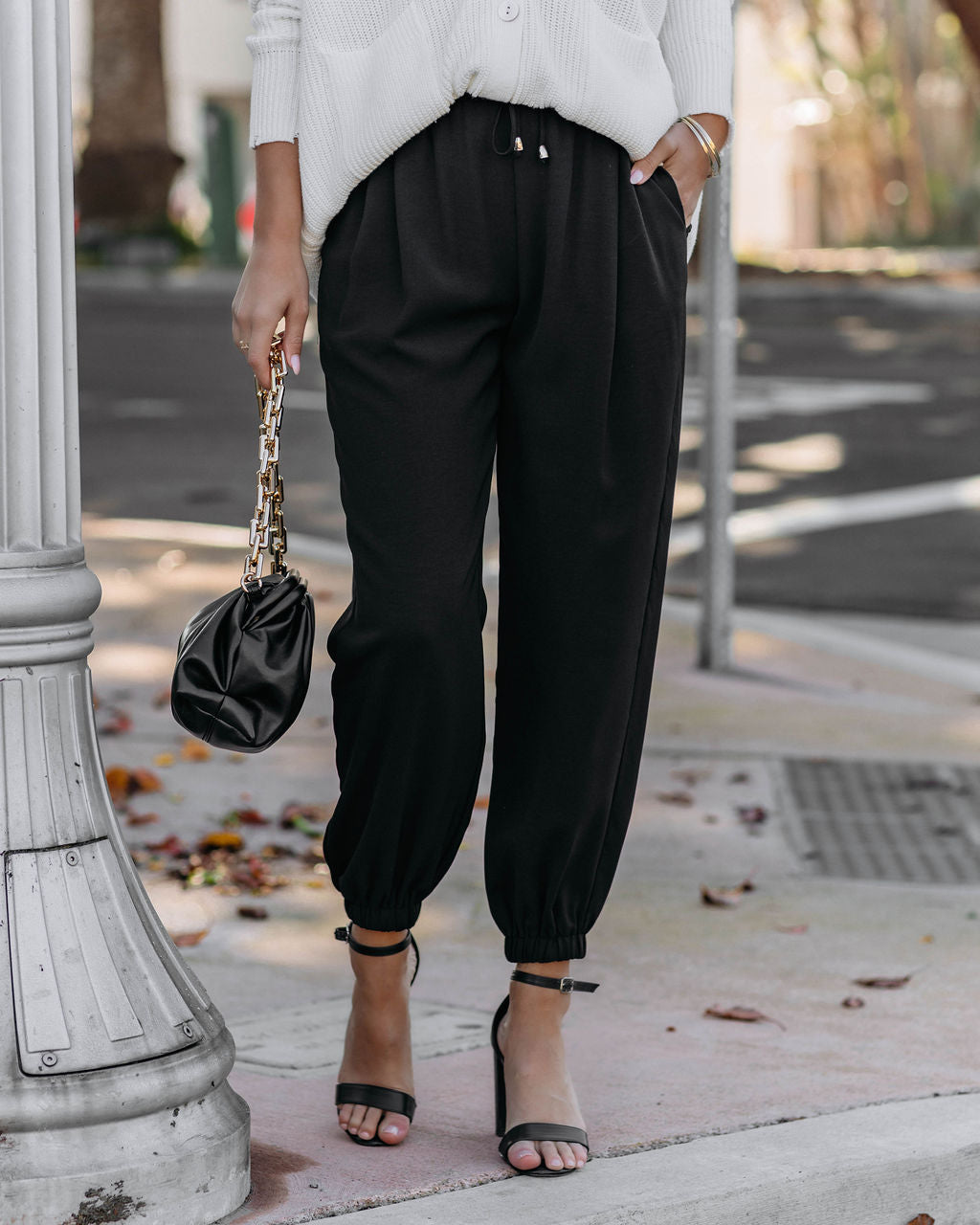 Roxy Pocketed High Rise Joggers - Black Oshnow