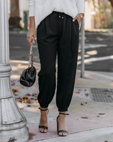 Roxy Pocketed High Rise Joggers - Black Oshnow