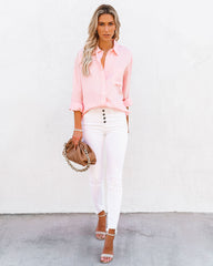 Royce Cotton Button Down Top - Baby Pink Oshnow