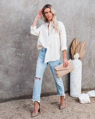 Royce Cotton Button Down Top - Cream Oshnow
