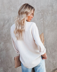 Royce Cotton Button Down Top - Cream Oshnow