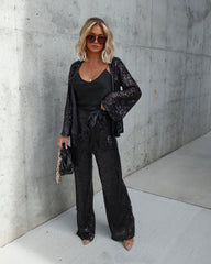 Royce Sequin High Waisted Pants - Black Oshnow