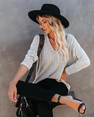 Roza V-Neck Ribbed Knit Top - Ivory Oshnow