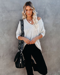 Roza V-Neck Ribbed Knit Top - Ivory Oshnow