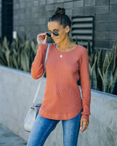Rudra Thermal Knit Top - Light Rust Oshnow