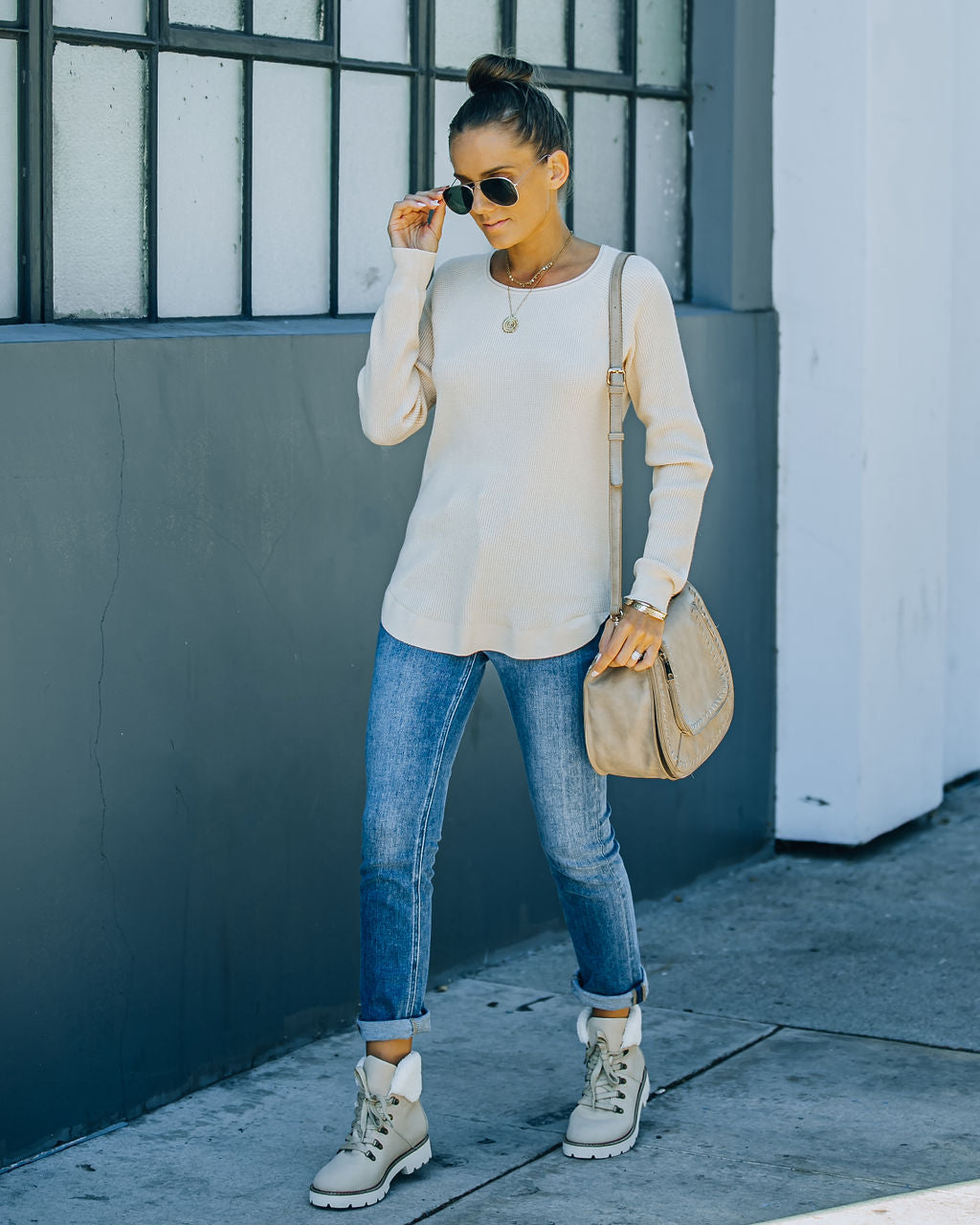 Rudra Thermal Knit Top - Oatmeal Oshnow