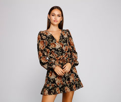 Ruffled Romance Floral Skater Dress Oshnow