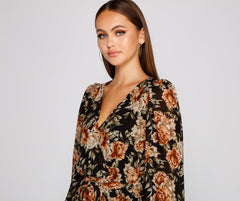 Ruffled Romance Floral Skater Dress Oshnow