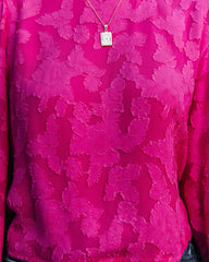 Saba Floral Textured Crop Blouse - Magenta Oshnow