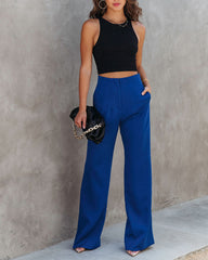 Sabine Pocketed Flare Pants - Cobalt Oshnow