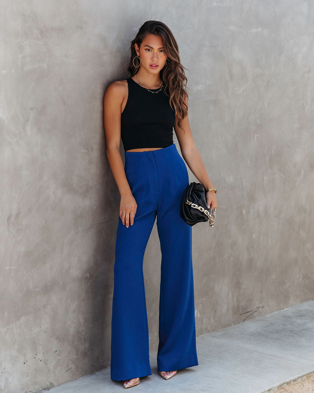 Sabine Pocketed Flare Pants - Cobalt Oshnow