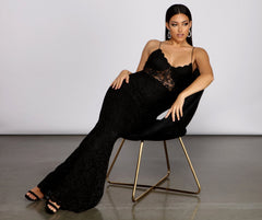 Sabrina Glitter Lace Mermaid Dress Oshnow