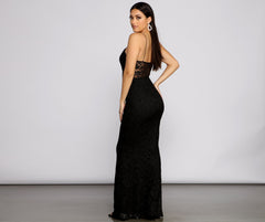 Sabrina Glitter Lace Mermaid Dress Oshnow