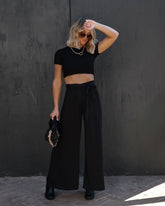Sammy High Rise Wide Leg Pant - Black Oshnow