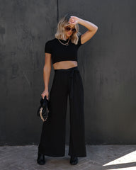 Sammy High Rise Wide Leg Pant - Black Oshnow